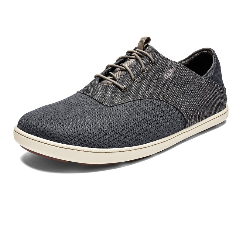 OLUKAI Nohea Moku Men's No Tie Boat Shoes, Breathable & Quick Dry Mesh, Effortless Design & Barefoot Wearability, All-Day Comfort & Support, Charcoal/Clay, 9.5 - Image 1